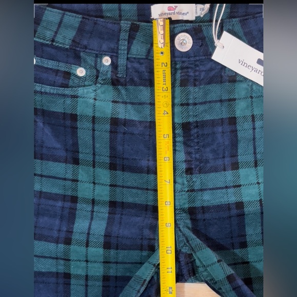 NWT Vineyard Vines Jamie Blackwatch Kick Flare Plaid Velvet Pants Size 29 - Picture 7 of 9